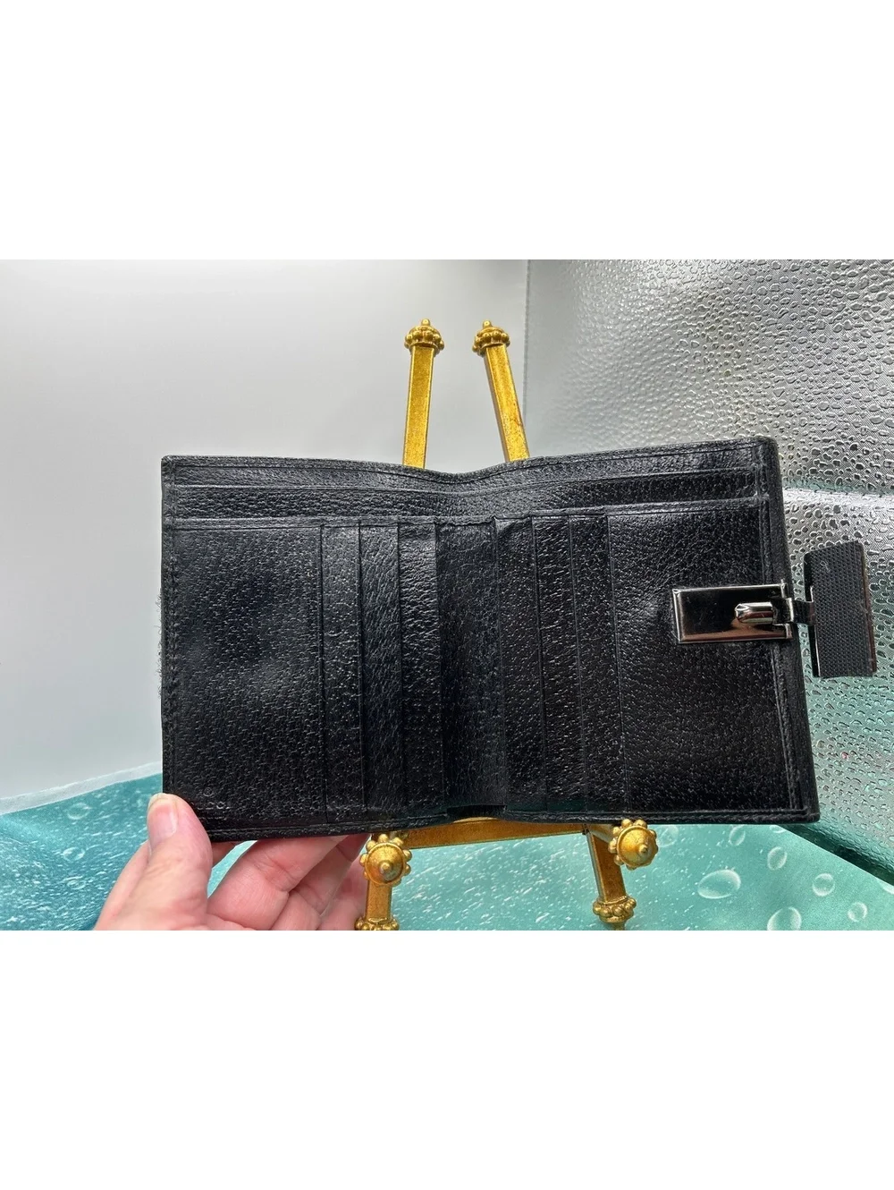 Authentic Vintage Gucci Black Leather G-Clip Bifold Wallet (Tom Ford Era) VGC